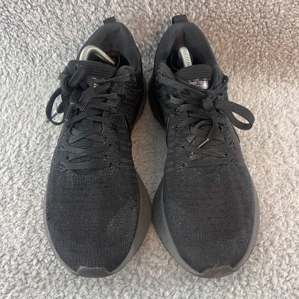 Nike React Infinity Run Flyknit 3 Men's Size 9 Triple Black Running Shoes CT2357